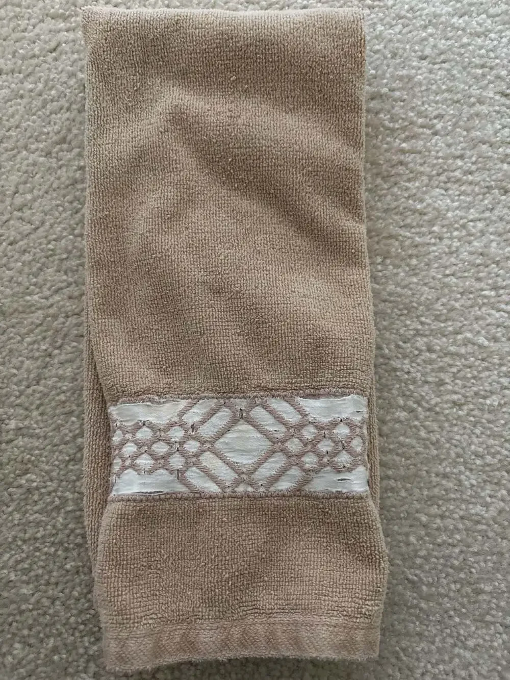 Sherry Kline Merrill Beige Embellished Decorative Hand Towel